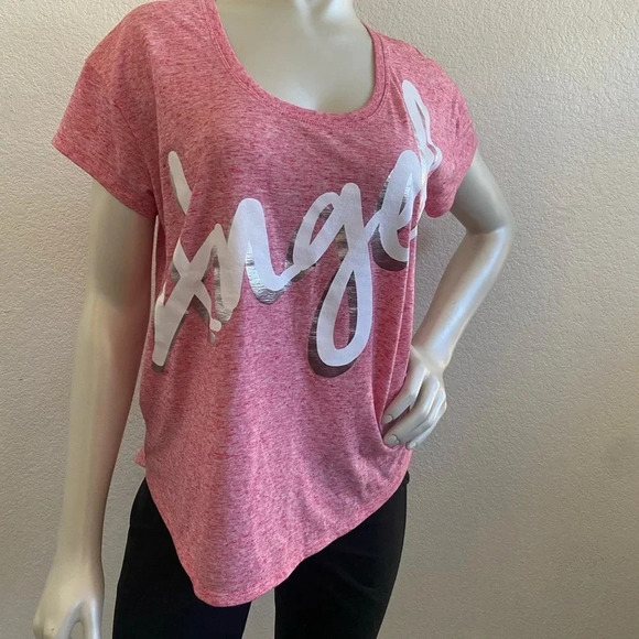 ❤️ Victoria’s Secret Pink T-Shirt Angel spelled on the front size M - Picture 4 of 6
